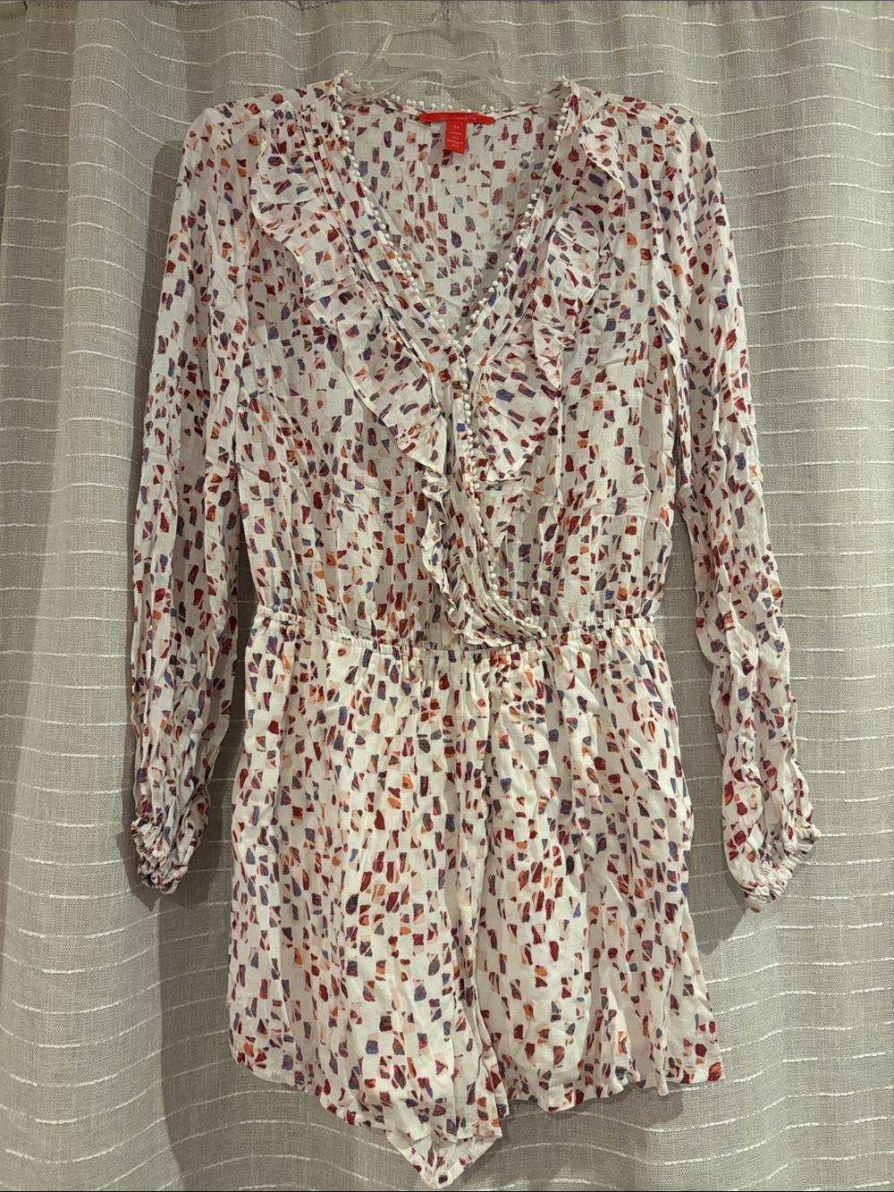 Chelsea & Violet Ivory Multi-Color Printed Ruffle Romper